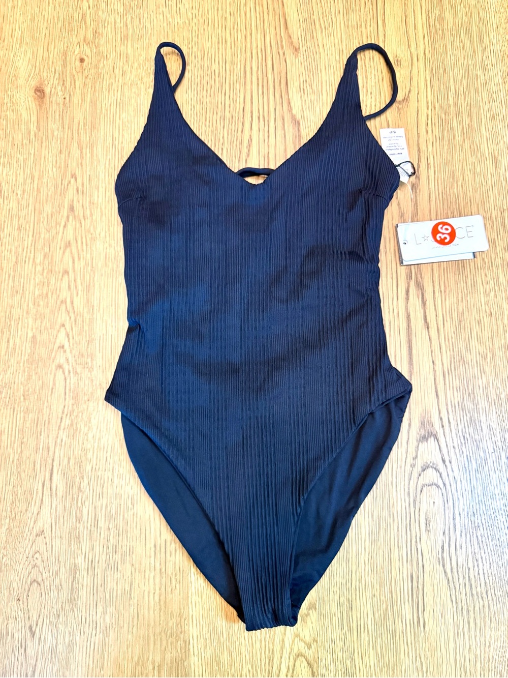 L*Space Gianna One Piece Swimsuit Black Ribbed Low Back Size S NWT - Picture 13 of 13